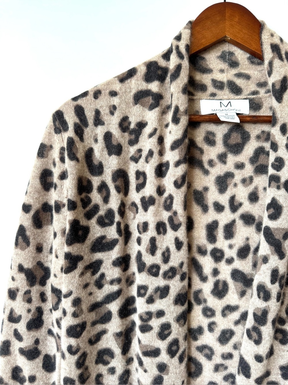 M Magaschoni leopard print cashmere cardigan sweater - Picture 3 of 8